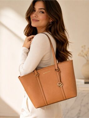 Michael Kors Large Sady Saffiano Leather Tote in Luggage